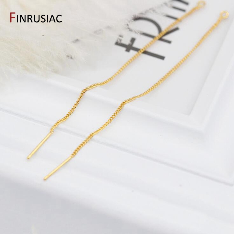 Earring Making Supplies 14K Real Gold Plated Long Tassel Chain Ear Wire Earrings Findings For Women DIY Jewellery