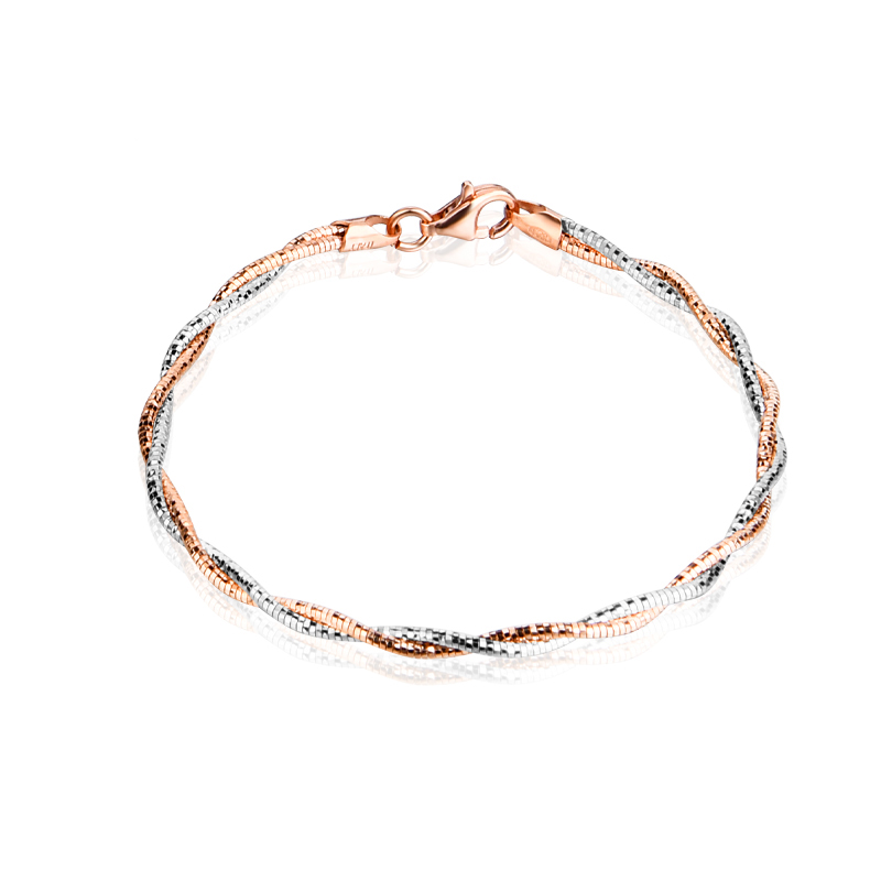 16 17 18 19 CM 925 Sterling Silver 2-Strand Braided Bracelet Italian Chain Women Rose Gold Gold Platinum Color Teen Girls Gift