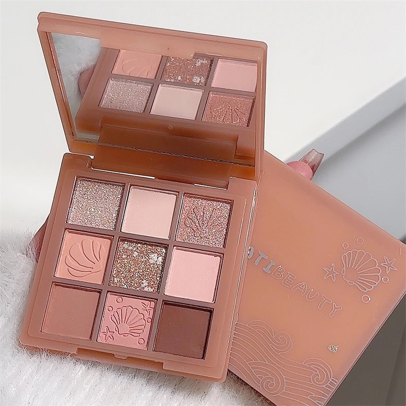 DIKALU Shell Nine Color Eyeshadow Plate Powder Purple Low Saturation Earth Blush High Light Lying Silkworm Compr 240624