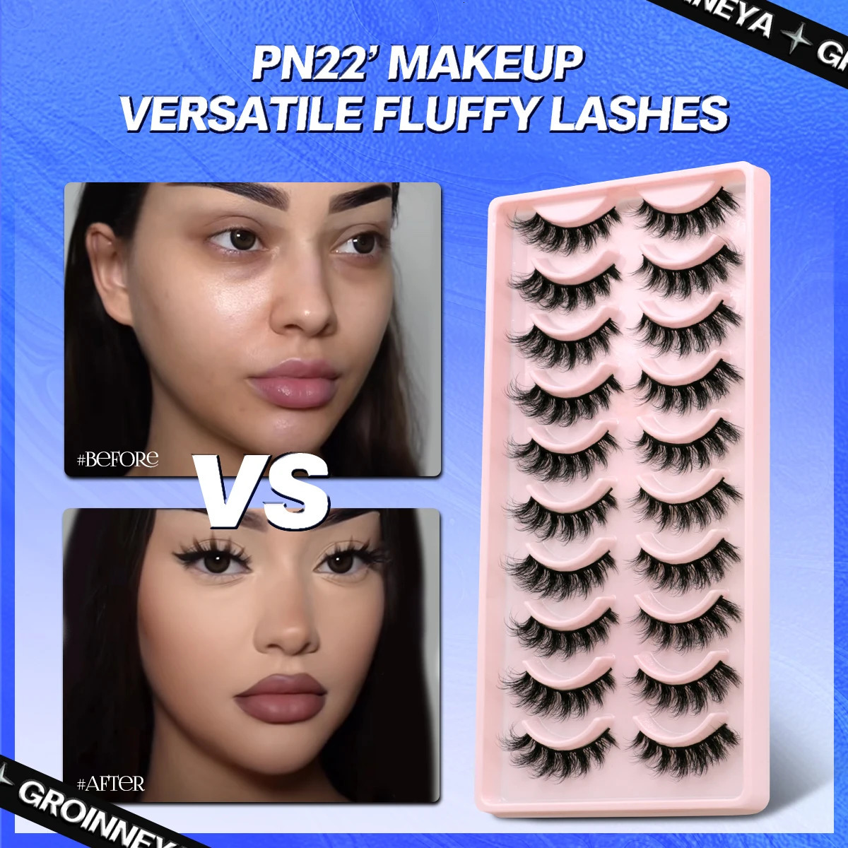 GROINNEYA 5/10 Pairs 3D Faux Mink Lashes Fluffy Soft Full Thick Wispy Natural long False Eyelashes Curly lashes wholesale lashes 240624