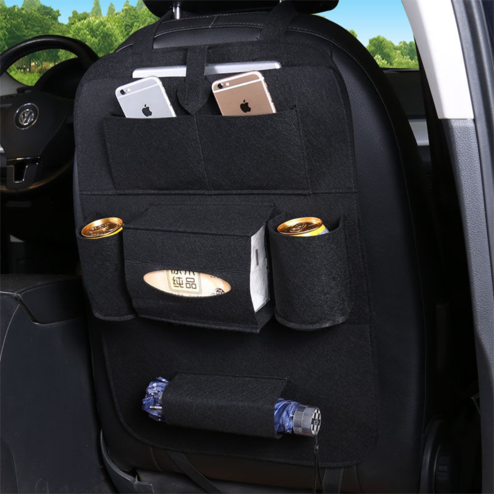 Car Back Seat Storage Bag Organizer Trunk Elastic Felt Storage Bag Organizer Hanging Car Accessories