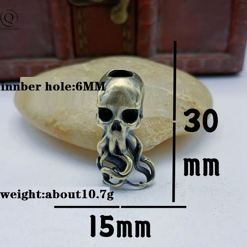 Punk Retro Octopus Skull Head Knife Beads Creative Keychain Pendants Jewelry Umbrella Rope Hangings EDC Outdoor DIY Accessories