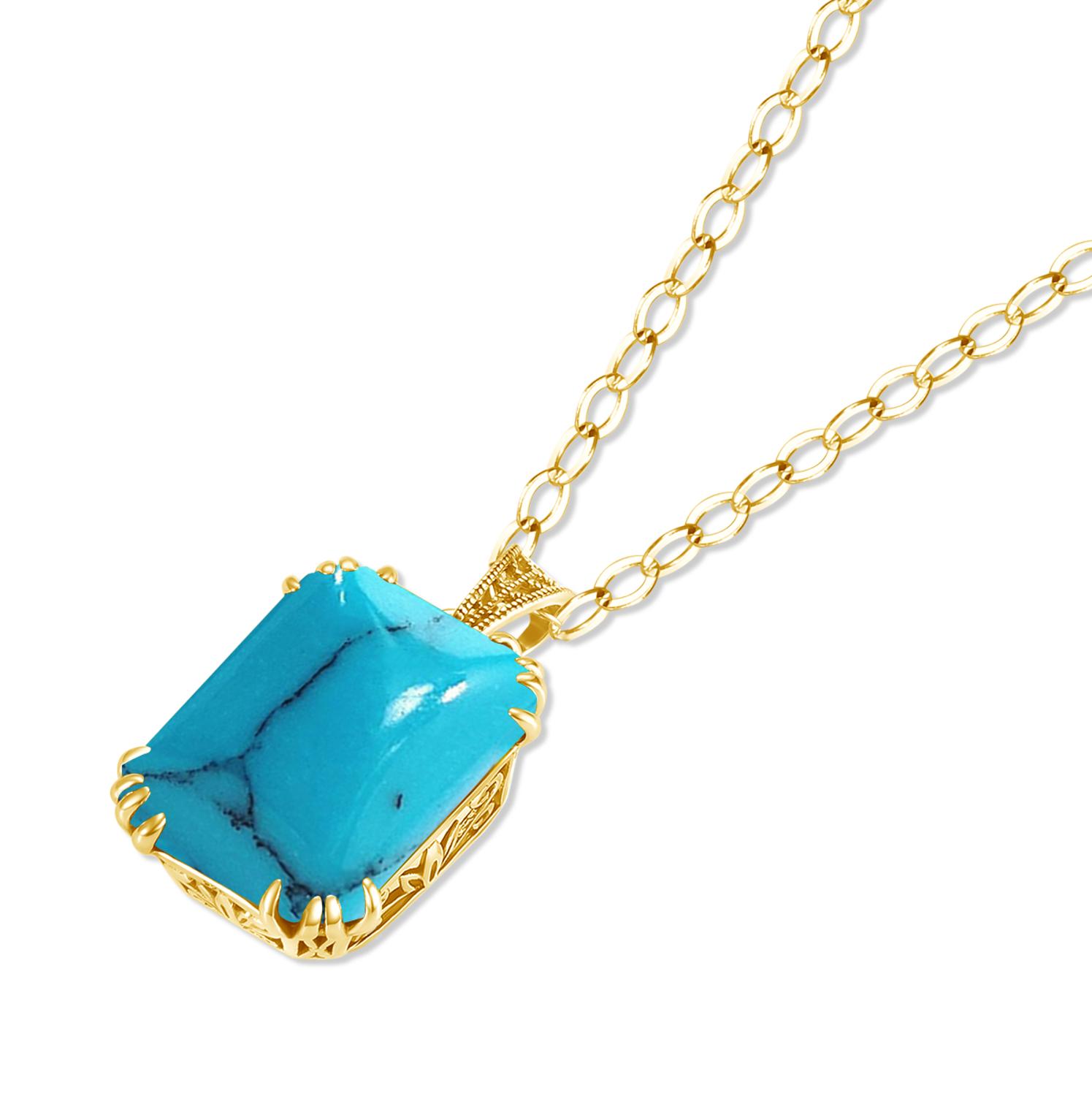 14K Gold Plated Pendant Necklace For Women Real 925 Sterling Sliver Pendant Gemstone Rectangle Shiny Trendy Fine Jewelery Luxury