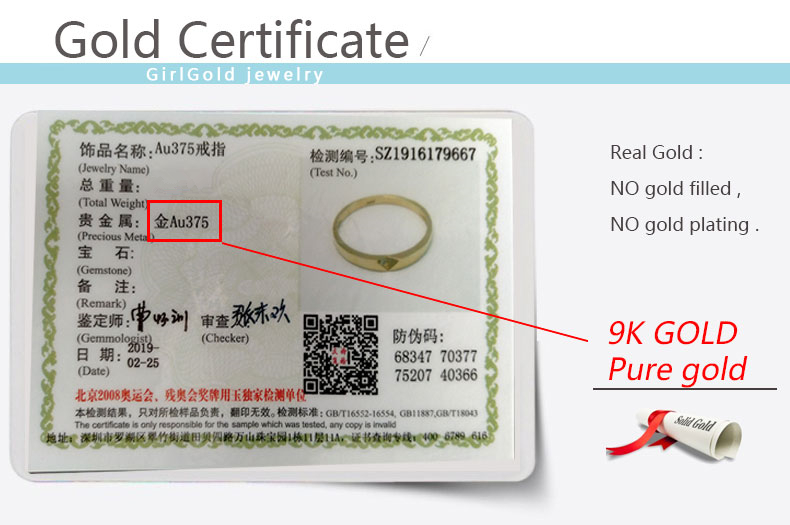 Goldtutu 9k Solid Gold Ring for Women, Thin Band Stacking Ring, Fine Jewelry for Wedding Party, kj508