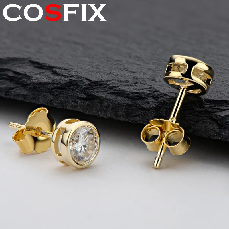 COSFIX Real 0.5/1 Carat D Color Moissanite Diamond Stud Earrings for Women 100% 925 Sterling Silver Sparkling Moissanite Jewelry