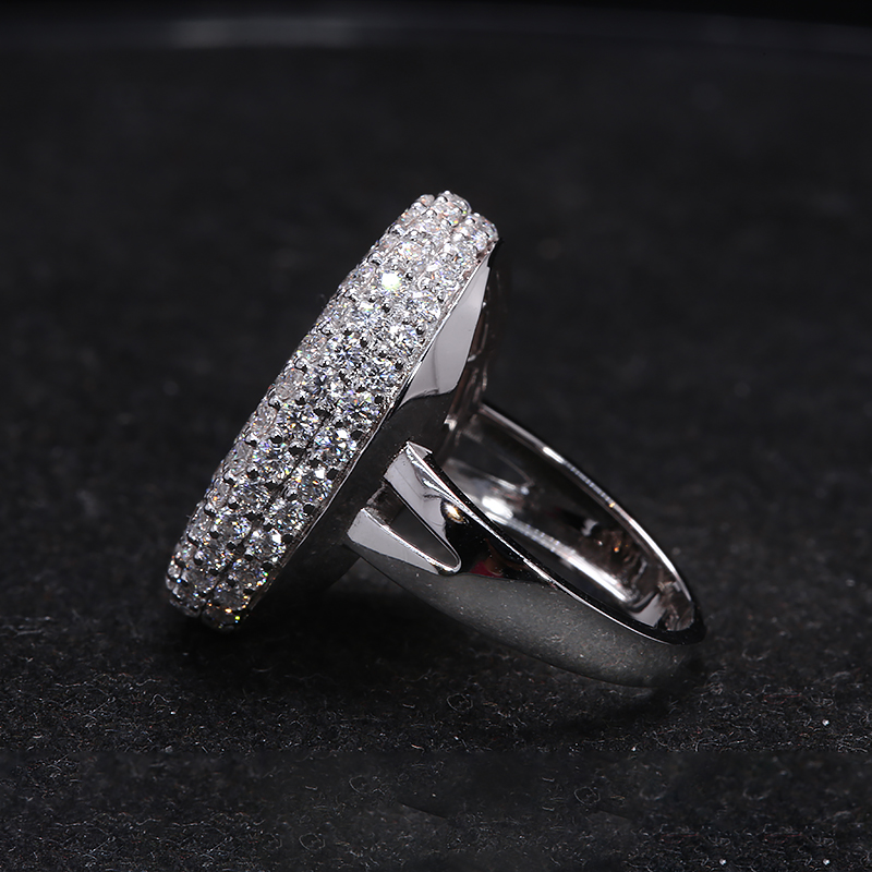 10k White Gold DF Color VVS1 Round Brilliant Cut Moissanite Party Ring Full Stone Oval Style