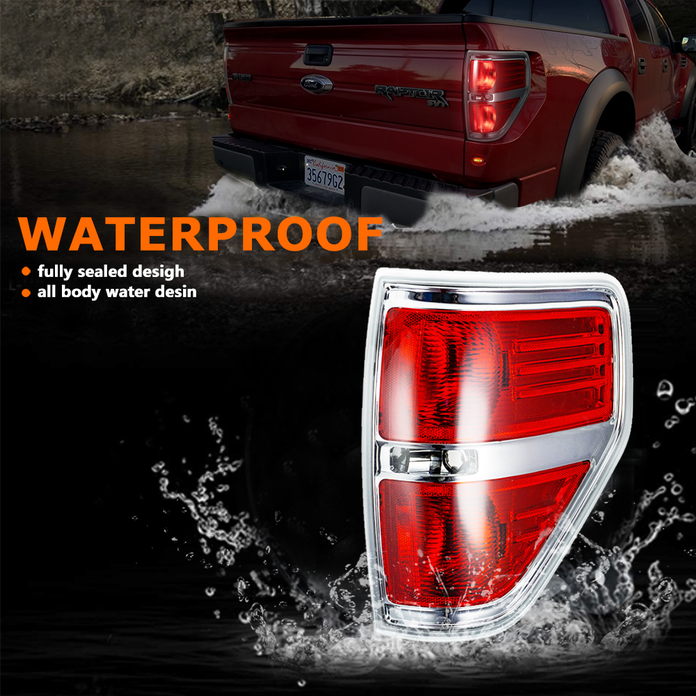 1pcs Driver Side Silver Frame Tail Light Rear Brake Lamp For Ford F150 SVT 2009-2014 Styleside