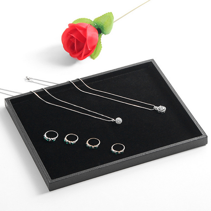 Black/Rose red Small Jewellery Necklace tray Jewelry Organizer Earrings Rings BraceletS Flat Empty Plate Jewelry Display Stand