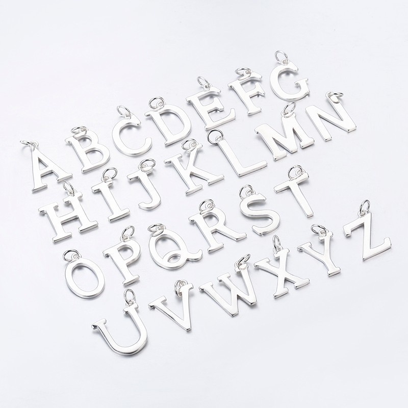 Real Pure 925 Sterling Silver Letters A-Z Initial Charms Pendant For Women Girls Pingente Undertale Gift For Friends Men Jewelry
