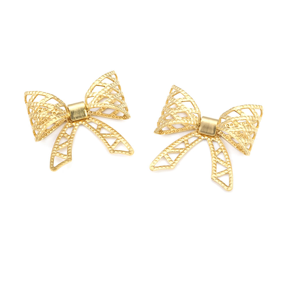 20PCS 20x20MM High Quality 18K Gold Color Plated Brass Grid Bow Charms Pendants High Quality Diy Jewelry Necklace Accessories