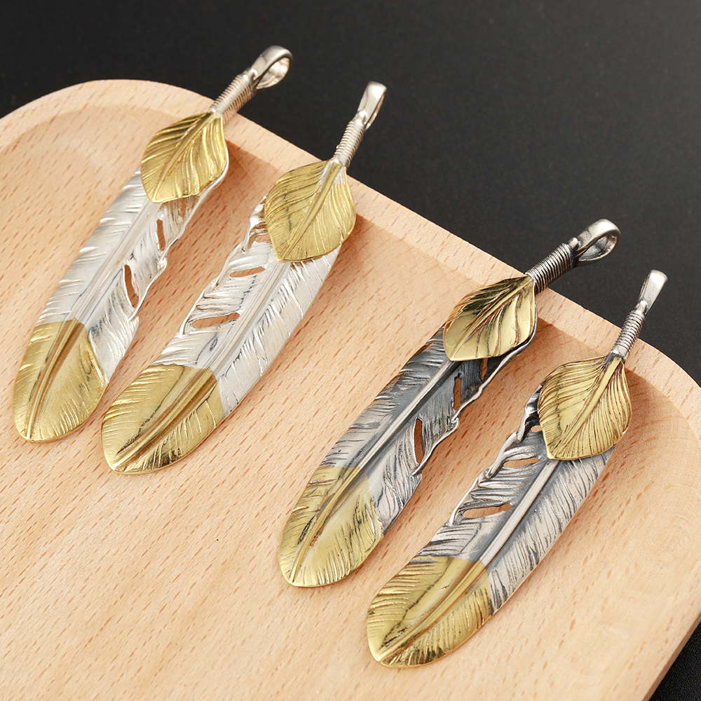 S925 Sterling Silver Charm Vintage Necklace Takahashi Goro Simple Indians Feather Pendant For Man P002