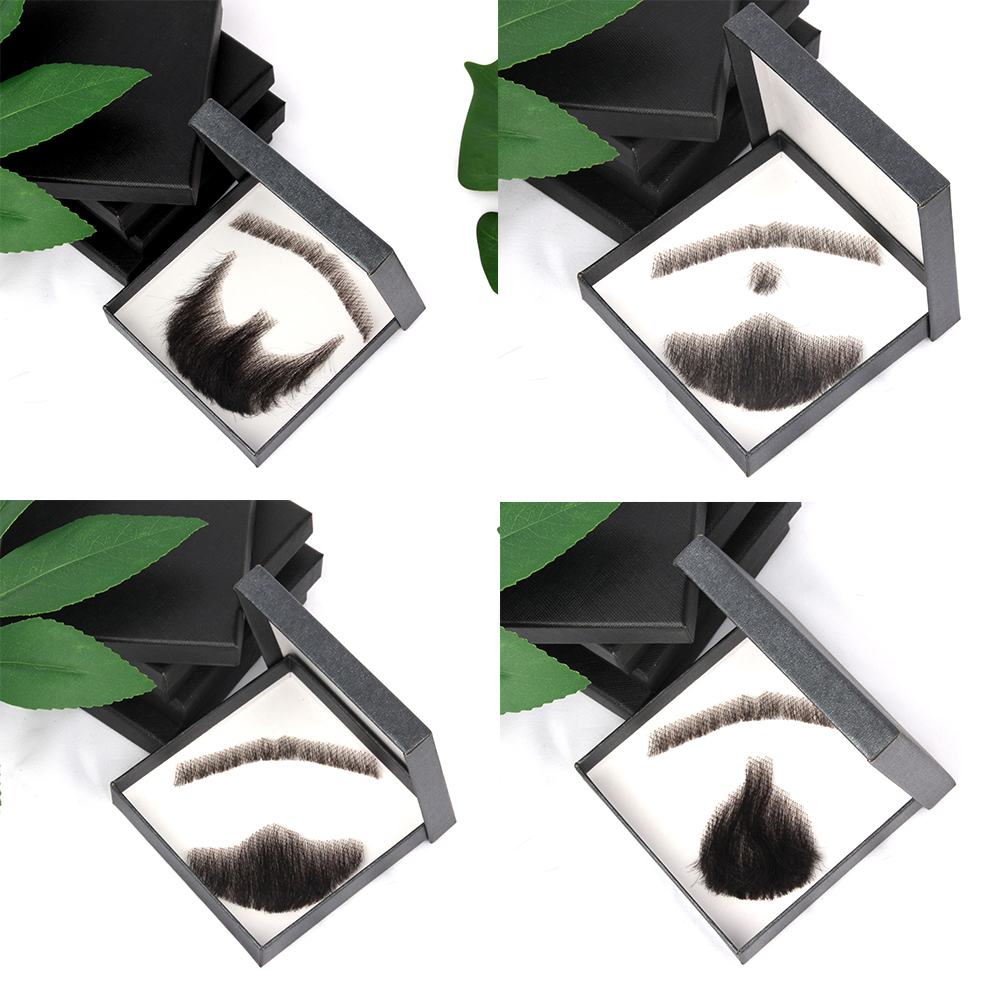 LiangMo Nep Lace Beard Hand Made By Hair Fake Beard For Man Mustache Fancy Synthetic Lace Invisible Mustachio Barba falsa