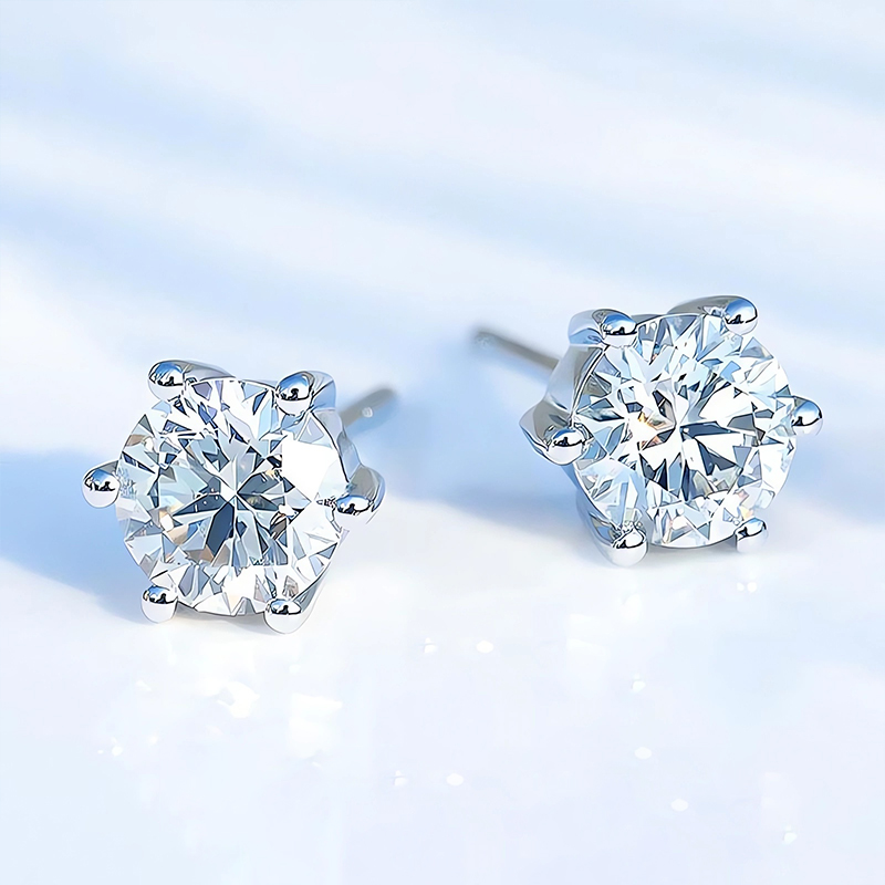 D Color 0.5 CT 100% Moissanite Stud Earrings for Women Ear Studs 925 Silver White Gold Plated Jewelry Pass Diamond Test