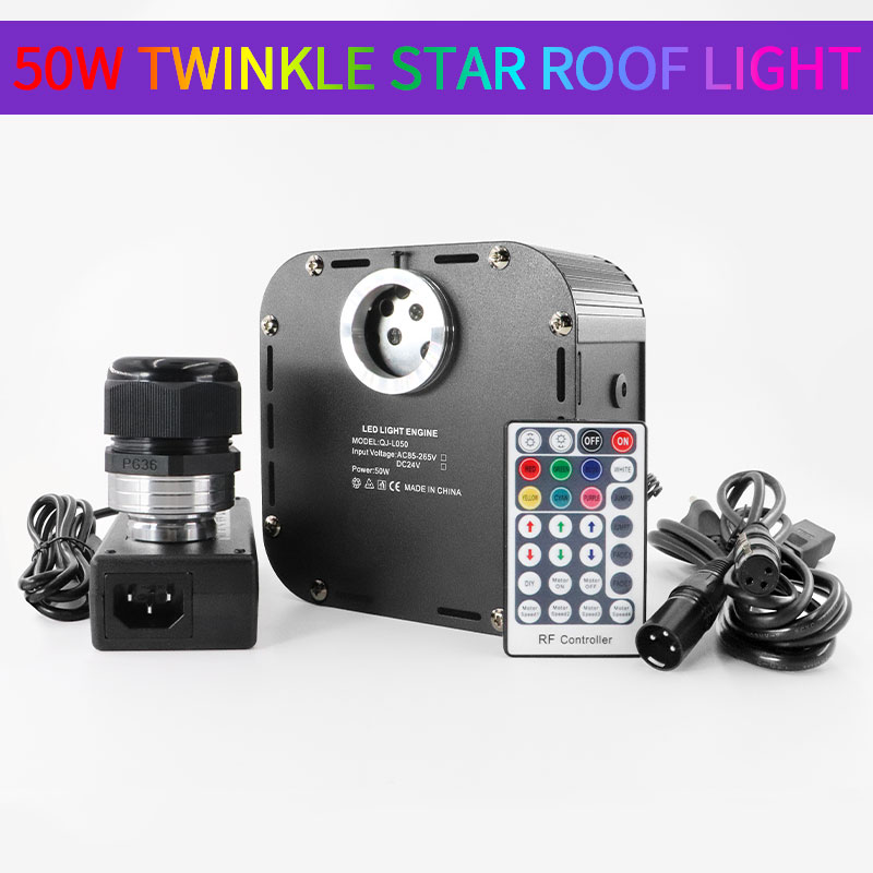 50W Twinkle Starry Sky Light Fiber Optic Light Source With Dmx512 Control Rf Remote Controller Star Ceiling Decoration