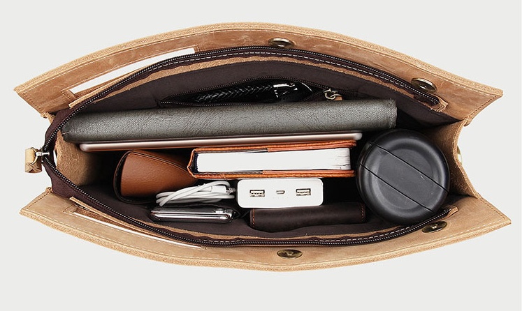 Free Shipping MAHEU Briefcase Bag Genuine Documents Pouch Featured Crazy Horse Leather A4 File Hand Bag Formal Business Designer Bag Luxury Bag Tote B
