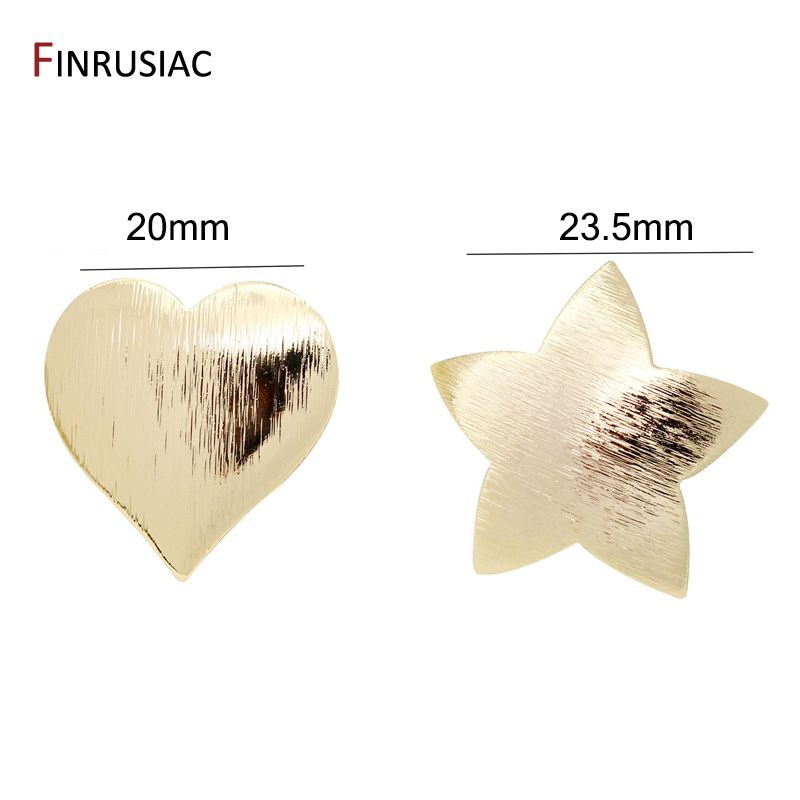 High Quality Brass Metal 14k Gold Plated Star/ Love Heart Post Earrings 925 Silver Needle Post Earring DIY Accessories