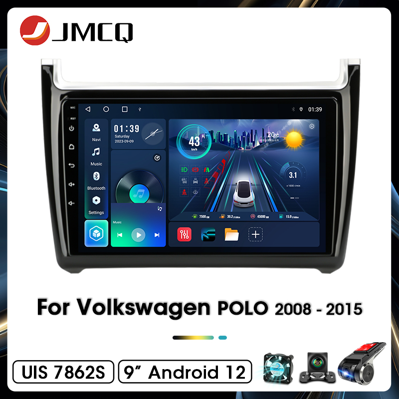JMCQ 9" Car Radio Stereo For Volkswagen VW POLO 5 Sedan 2008 - 2023 Android 12 Carplay Multimidia Video Player Navi Head Unit EQ