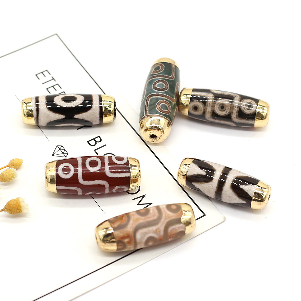 2Pcs Energy Natural Stone Pendant Cylindrical Tianzhu Beads For Jewelry Making DIY Necklace Bracelet Yoga Dzi Gift Accessory