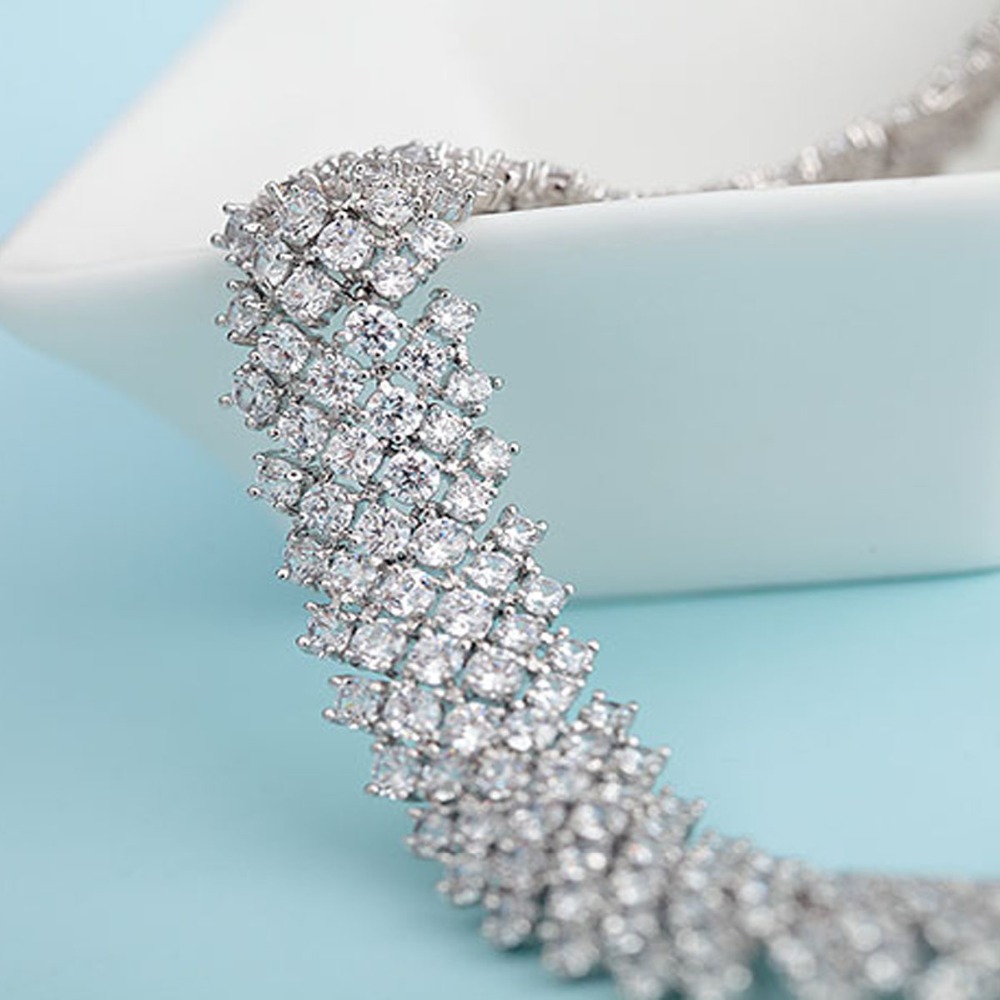 LUOTEEMI New Luxuries Delicate Full CZ Stone Micro Paved Sparkling Crystal Wedding Jewelry Choker Collars for Women Bridal