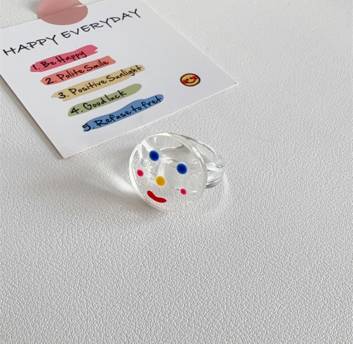 Korean Color Acrylic Niche Personality Simple Cute Sweet Cat Dog Ring Does Not Fade Index Jewelry Set Girl Kid Student Gift