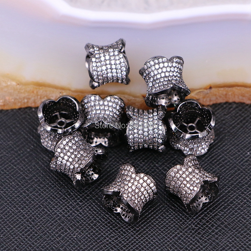 10PCS ZYZ183-9607 Micro Pave CZ Flower Connector Beads Fits charm bracelets Necklace Beads For Jewelry Making