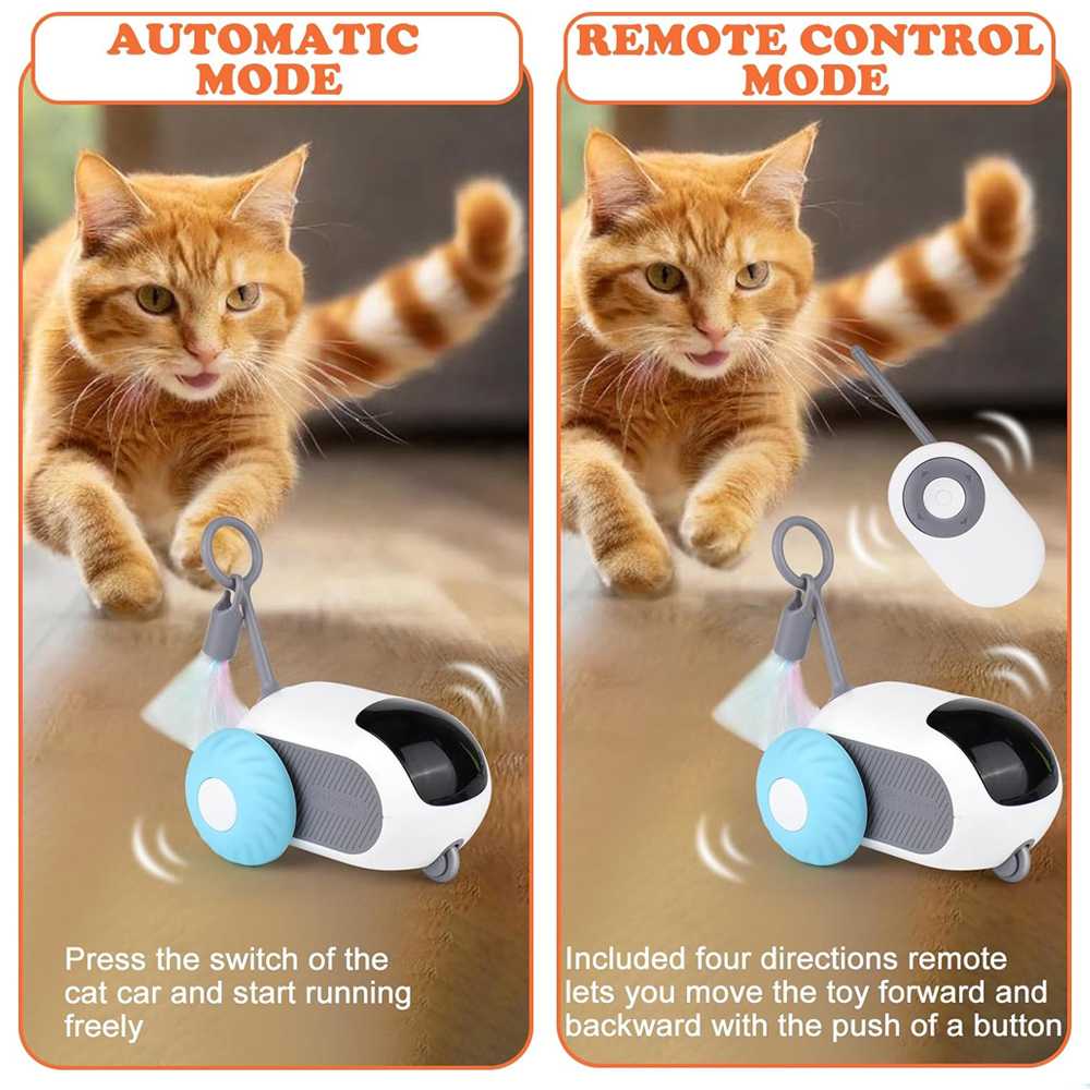 SmartCat Interactive Toy Car - 2 Mode Automatic/Remote Control for Cats & Dogs | Chase & Training Fun