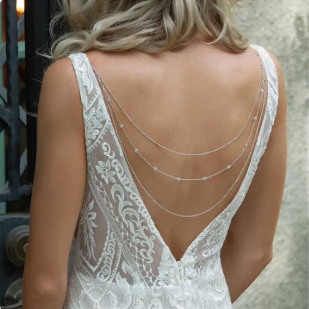 Stonefans Multi-layer Back Chain Rhinestone Necklace Body Accessories for Women Wedding Beach Party Wedding Bridal Jewelry Gifts