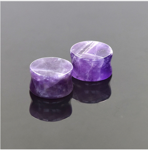1 PC Purple Natural Stone Organic Flesh Ear Tunnels Ear Plugs Gauges 6-16mm Ear Expander body piercing Tunnels Jewelry Men