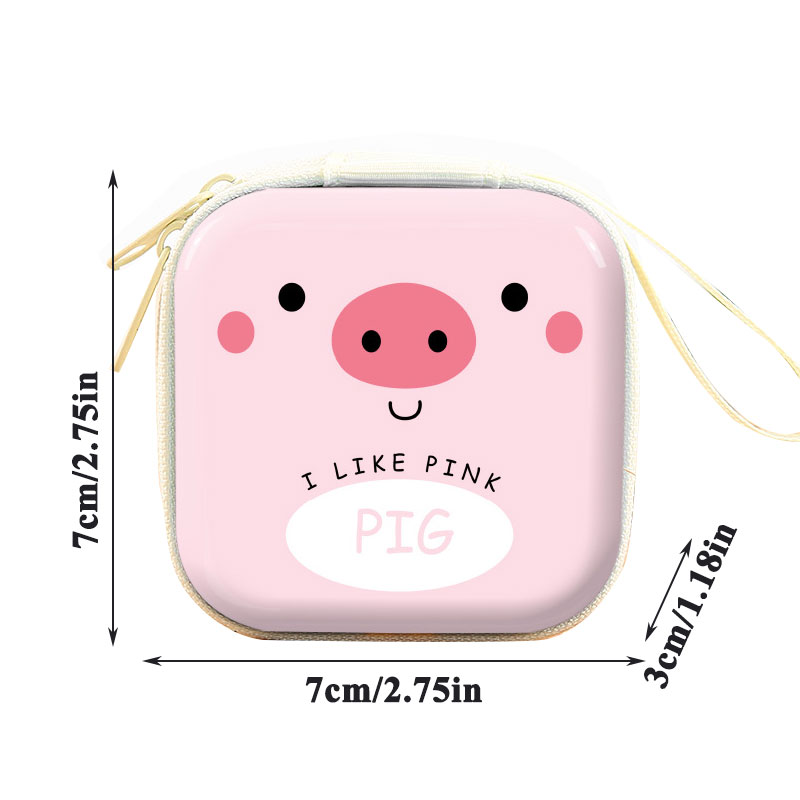 Key Case Tinplate Coin Purse Earphone Pocket Creative Storage Box Unisex Coin Purse Headphone Bag Zipper Cute Panda Cat Dog Duck