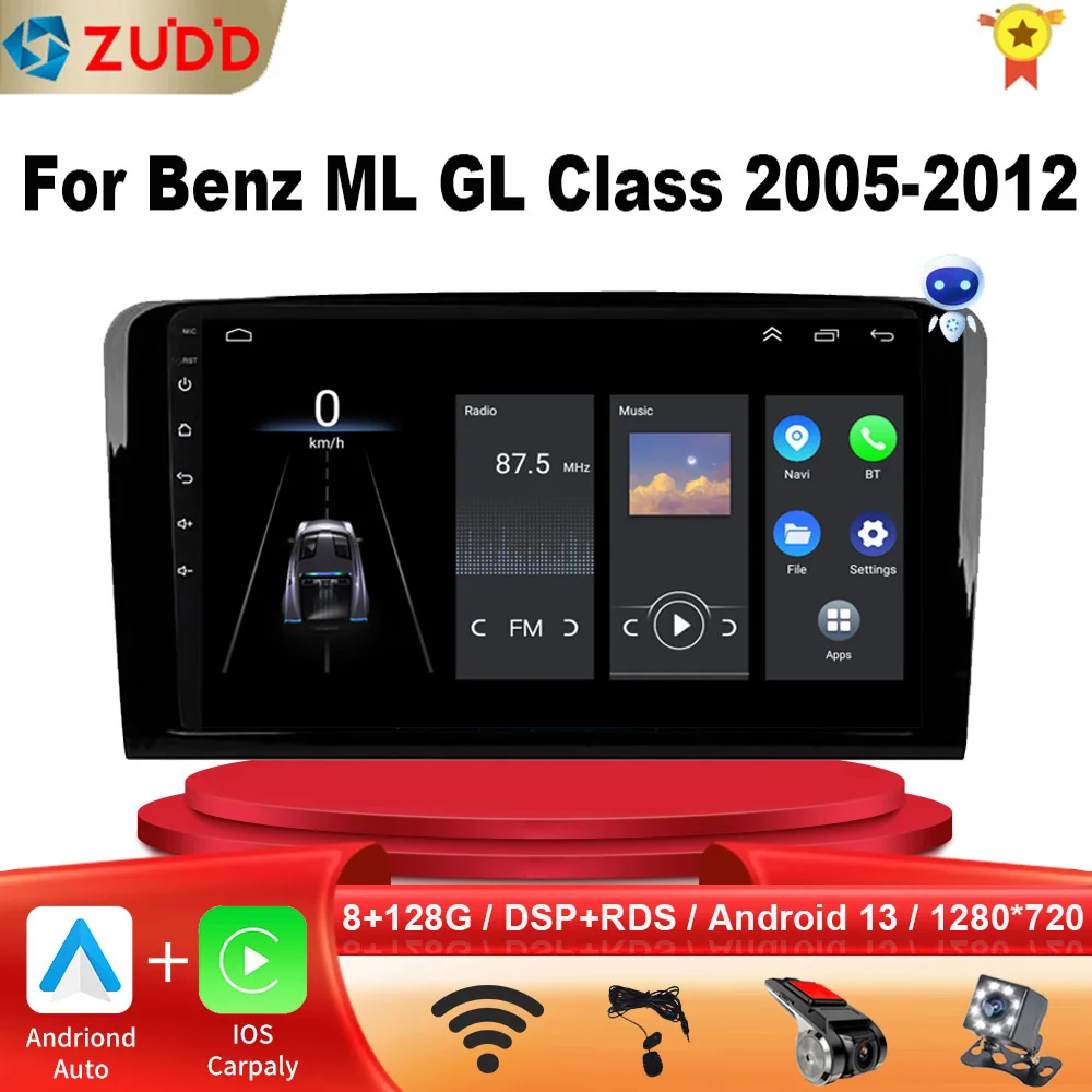 8G+128G Car Stereo 2 DIN Android carRadio For Mercedes Benz ML GL W164 ML350 ML500 GL320 X164 ML280 GL350 GL450 Auto Audio