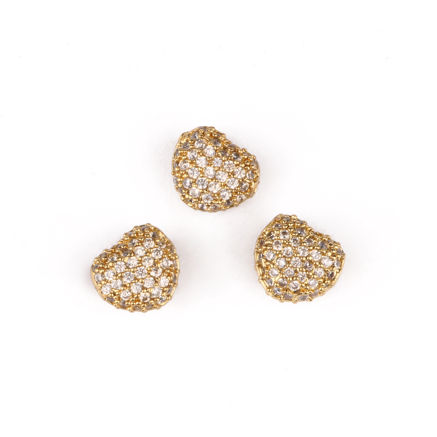 3pcs/lot Metal CZ Brass Micro Pave Love Heart Cubic Zirconia Spacer Beads For Jewelry Making Men's Bracelet Charms Accessories