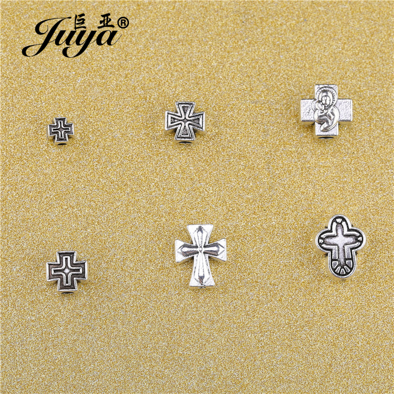 30PCS Jesus Cross Spacer Beads For Jewelry Making Christian Crown Bead Supplies Needlework DIY Handmade Bracelets Accessories