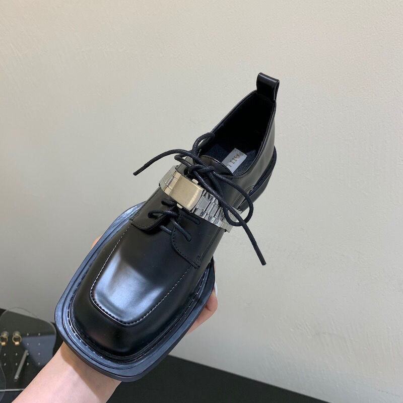 Spring Black Single afc68 Women pu Leather Thick Bottom British Style Casual Comfortable Lace Up Platform Shoes Footwear fc5c