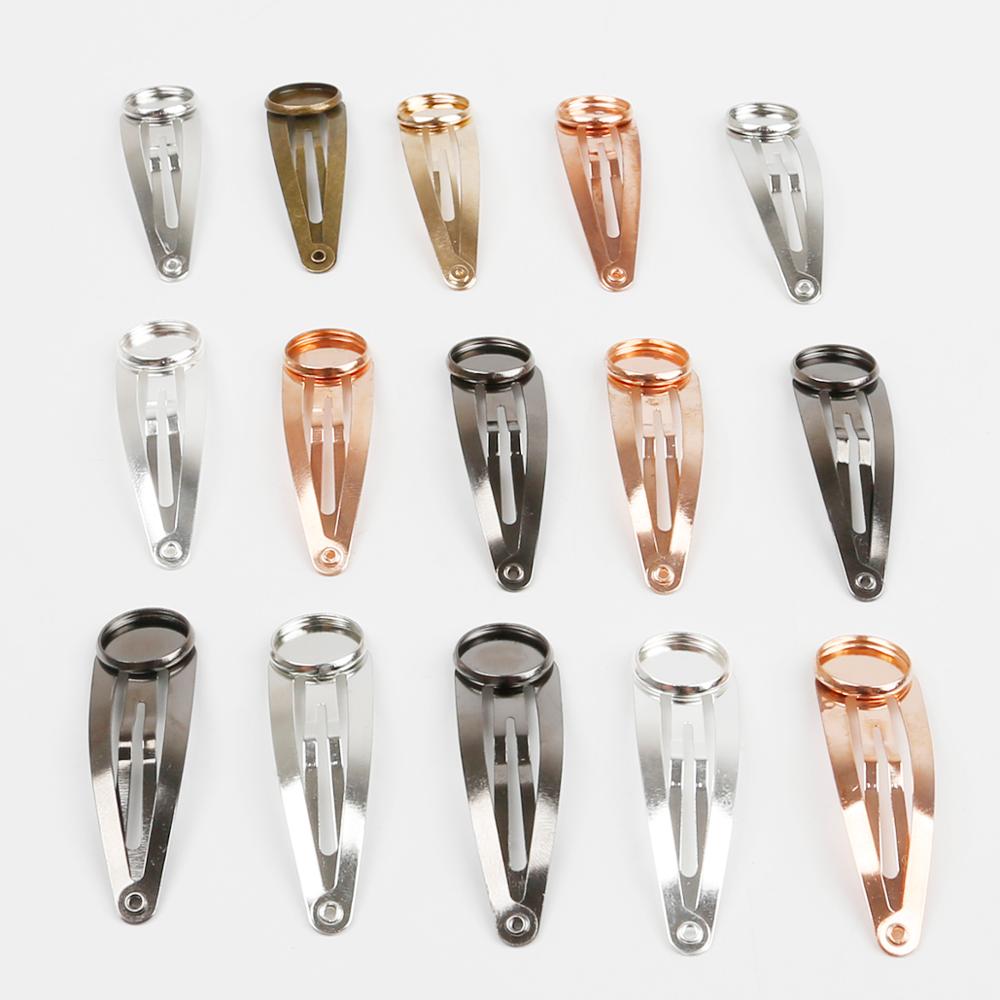 10pcs/lots 12mm Metal Hairpin Hair Clip Base Cabochons Cameo Setting For DIY Hair Ornaments Jewelry Making Findings Accessories