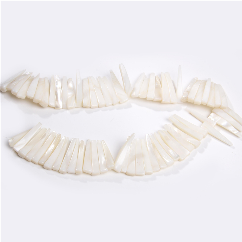 Natural Sharp Long Teeth Shape Shell Beads Mother Of Pearl Strip Bead For Jewelry Making DIY Necklace Bracelet Strand 15''