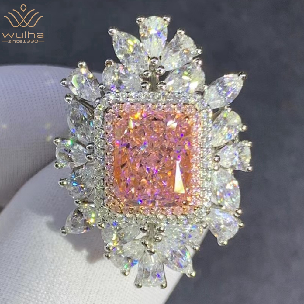 WUIHA Top Quality Solid 925 Sterling Silver Radiant Cut 3CT VVS D Color Created Moissanite Wedding Engagement Ring Fine Jewelry