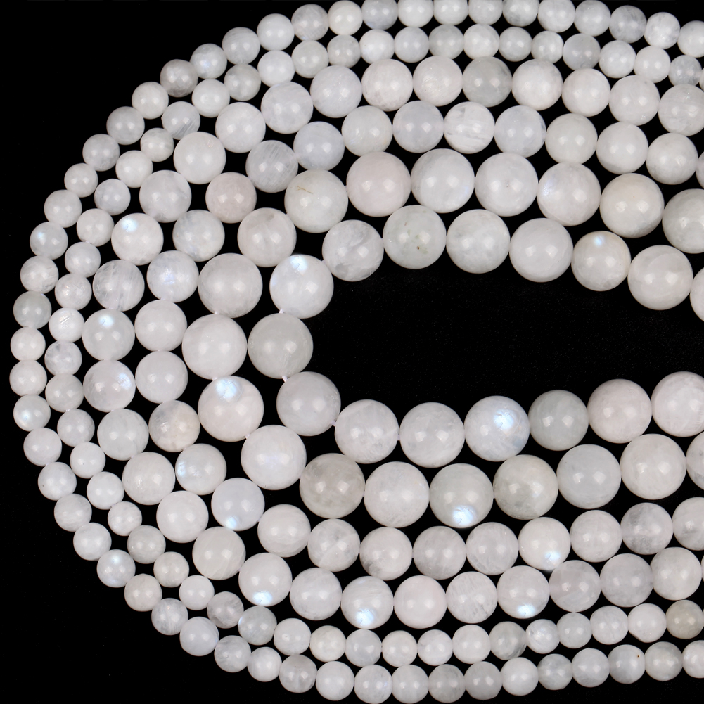 Natural Blue Moonstone Stone Round Gemstone Loose Spacer Bead For Jewelry Making 6/8/10/12mm DIY Bracelet Necklace