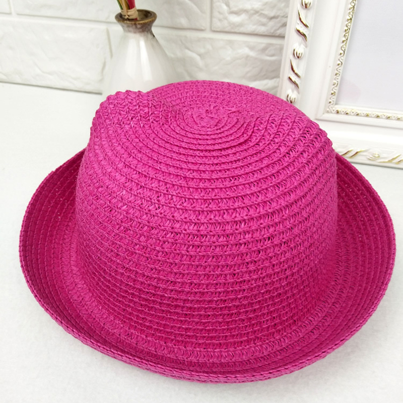 New handmade straw hat 7-color children's straw hat summer sandal hat outing travel men and women baby cat ear sun hat gorro