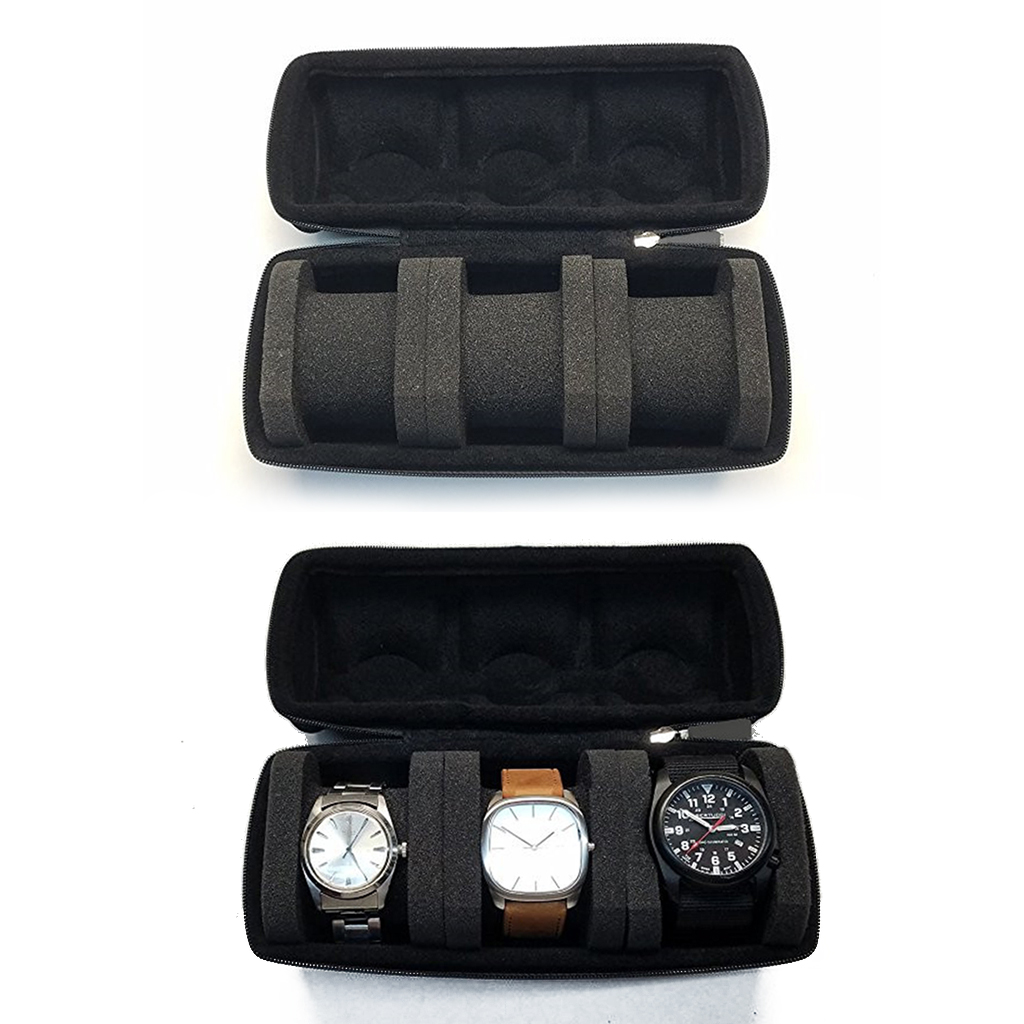 Watch Box Travel Roll Case for 2/3/5/6 Watches Storage Watch Protector Organizer Shockproof Display Case for Men Women Black