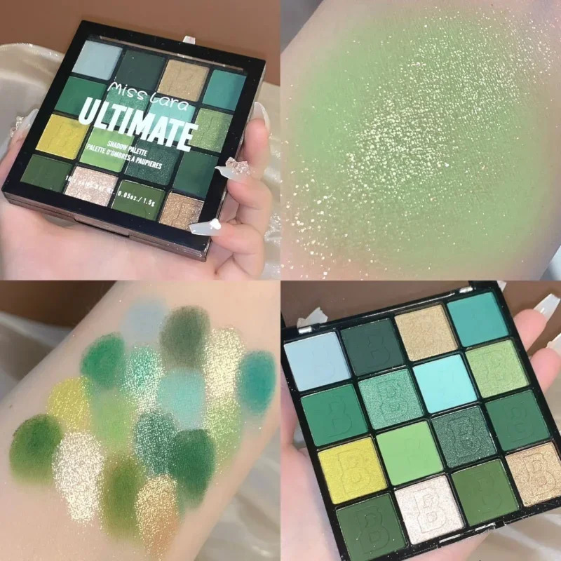 9 Square Grids 16 Colors Eye Shadow Matte Pearlescent Powder Delicate And Easy To Clear Eye Shadow Palette Green Spirit Cosmetic 240624
