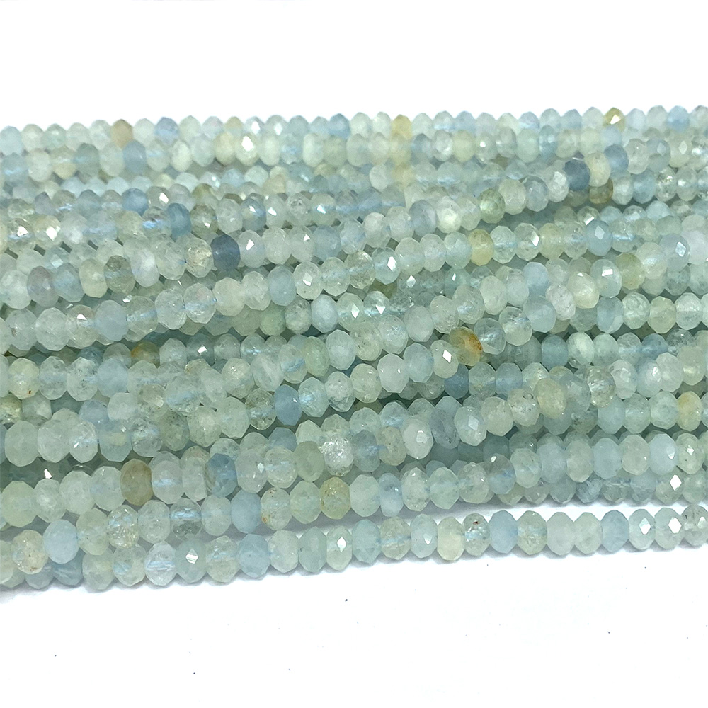 Veemak Aquamarine Natural DIY Necklace Bracelets Earrings Ring Faceted Small Rondelle Crystal Gemstones Beads For Jewelry Making