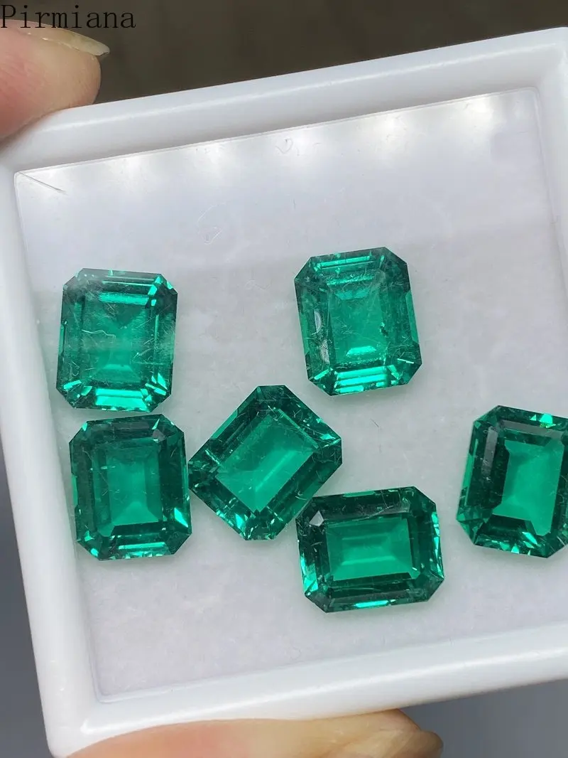 Pirmiana Hand Made Lab Grown Emeralds Columbia Color Emerald Cut Loose Stone for Jewelry Making