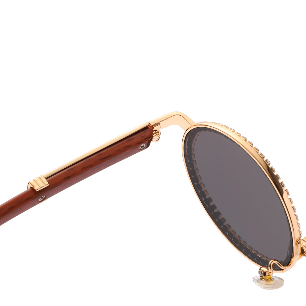 Peekaboo rhinestone ladies sunglasses round vintage uv400 small frame oval glasses female summer blue yellow brown