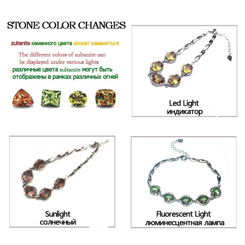 CSJ Zultanite Bracelet Sterling 925 Silver Oval6*8mm Cut Created Sultanite Color Chance Fine Jewelry Women Wedding Party Gift