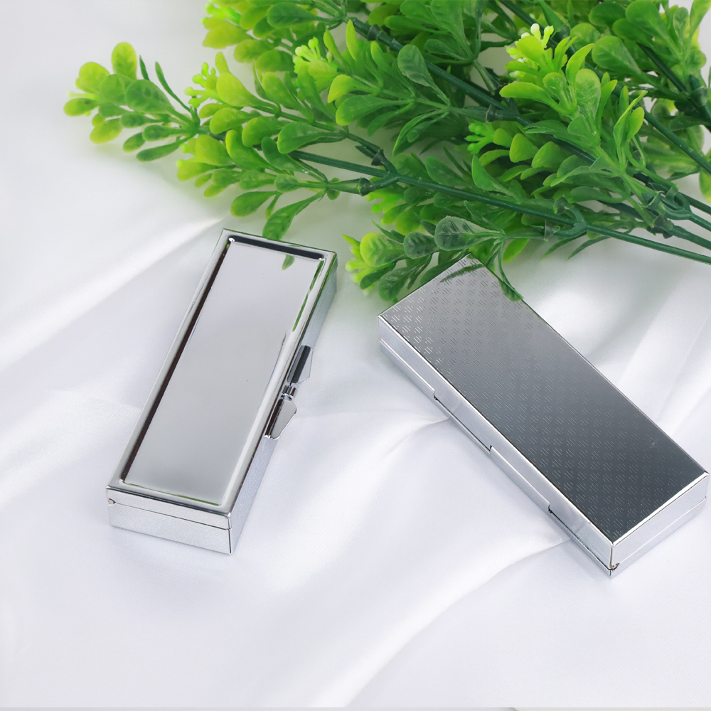 5/10pcs Portable Platinum Metal Rectangle 3 Cell Pill Box Drug Holder Medicine Tablet Capsule Box Container Storage Travel