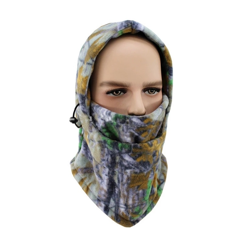 Men's Camo Fleece Plush Balaclava Winter Hats Face Mask Scarf Beanie Hiking Army Military Hood Head Cover Tactical Airsoft Cap