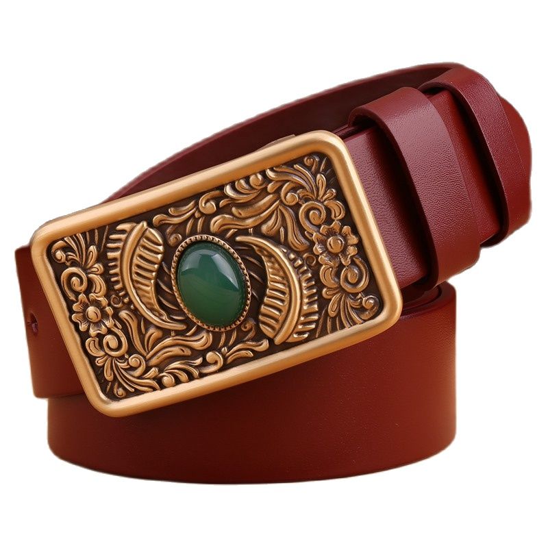 2020 new rhinestone belt men high quality belts for women luxury leaf flower 3.8 cm wide strap full grain 100% genuine leather