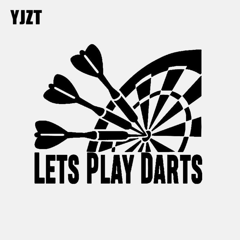 YJZT 15.3CM*12.6CM Interesting Car-styling Lets Play Darts Car Sticker Decal Black Silver Vinyl C11-2122
