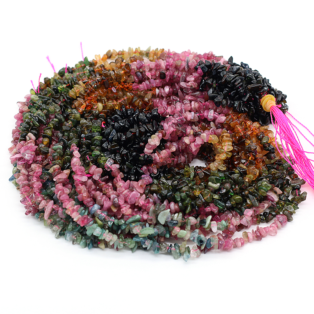 Natural Stone Beads Irregular Rainbow Tourmalines Crystal Gravel Beaded For Jewelry Making DIY Bracelet Necklace Accessories