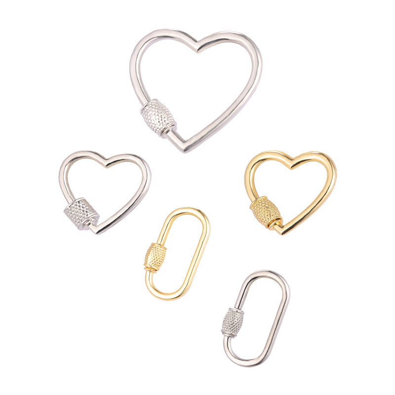 DIY Jewelry Making Popular Hanging Chain Lock Hook Spiral Clasps Necklace Bracelets Handmade Supplies New Heart Shaped Charms